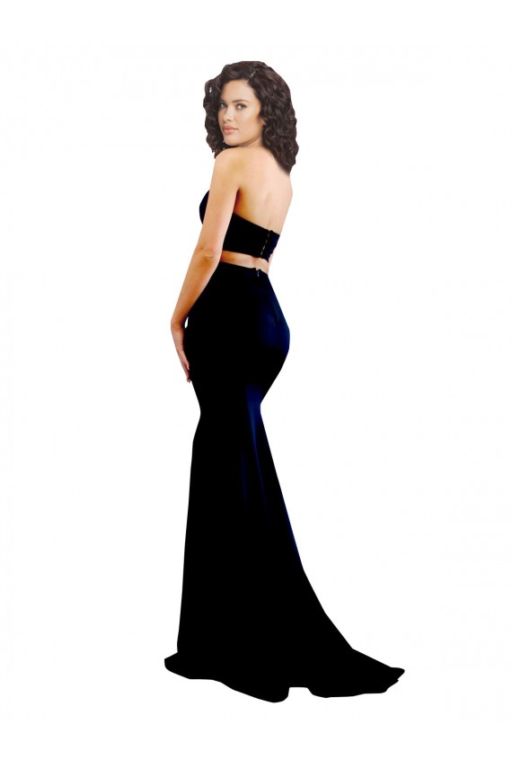 Affordable Sleeveless High Neck Stretch Crepe Black Mermaid Long Formal Evening Dress