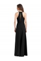 Affordable Sleeveless High Neck Stretch Crepe Black Sheath Long Formal Evening Dress