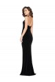 Affordable Sleeveless High Neck Stretch Velvet Black Long Semi Formal Evening Dress