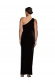 Affordable Sleeveless One Shoulder Stretch Velvet Black Long Formal Evening Dress
