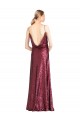 Affordable Sleeveless High Neck Sequin Burgundy Long Formal Evening Dress