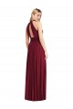 Affordable Sleeveless High Neck Soft Chiffon Burgundy Long Semi Formal Evening Dress
