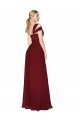 Affordable Sleeveless High Neck Soft Chiffon Burgundy Long Formal Evening Dress