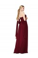 Affordable Sleeveless Strapless Soft Chiffon Burgundy Long Formal Evening Dress