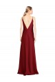 Affordable Sleeveless V-Neck Stretch Satin Burgundy Long Black Tie Evening Dress