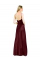 Affordable Sleeveless V-Neck Stretch Satin Burgundy Gold Long Evening Dress