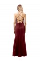 Affordable Sleeveless High Neck Stretch Crepe Burgundy Gold Long Formal Evening Dress