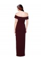 Affordable Sleeveless Off the Shoulder Stretch Crepe Burgundy Gold Long Formal Evening Dress