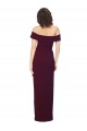 Affordable Sleeveless Square Neck Stretch Crepe Burgundy Gold Long Formal Evening Dress