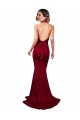 Affordable Sleeveless V-Neck Spandex Burgundy Long Formal Evening Dress