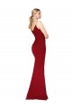 Affordable Sleeveless V-Neck Stretch Crepe Burgundy Mermaid Long Formal Evening Dress