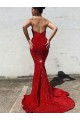 Affordable Sleeveless Sweetheart Velvet Sequin Burgundy Court Train Evening Gowns