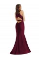 Affordable Sleeveless V-Neck Silky Satin Burgundy Long Plus Size Formal Evening Dress