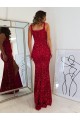 Affordable Sleeveless Square Neck Velvet Sequin Burgundy Long Evening Dress