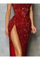 Affordable Sleeveless Strapless Velvet Sequin Burgundy Long Evening Dress