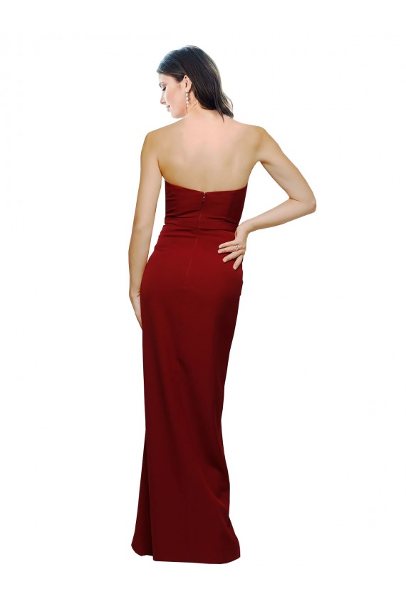 Affordable Sleeveless Sweetheart Stretch Crepe Burgundy Long Evening Dress