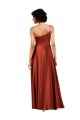 Affordable Sleeveless One Shoulder Silky Satin Burnt Orange Long Black Tie Evening Dress