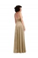 Affordable Sleeveless Square Neck Stretch Velvet Champagne Long Formal Evening Dress