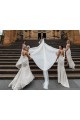 Affordable Sleeveless V-Neck Soft Chiffon Champagne Long Evening Dress