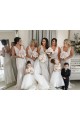 Affordable Sleeveless V-Neck Soft Chiffon Champagne Long Evening Dress