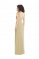 Affordable Sleeveless Square Neck Stretch Crepe Champagne Long Formal Evening Dress