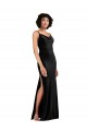 Affordable Sleeveless Cowl Neck Stretch Velvet Black Long Black Tie Evening Dress