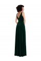 Affordable Sleeveless V-Neck Stretch Velvet Dark Green Long Evening Gowns