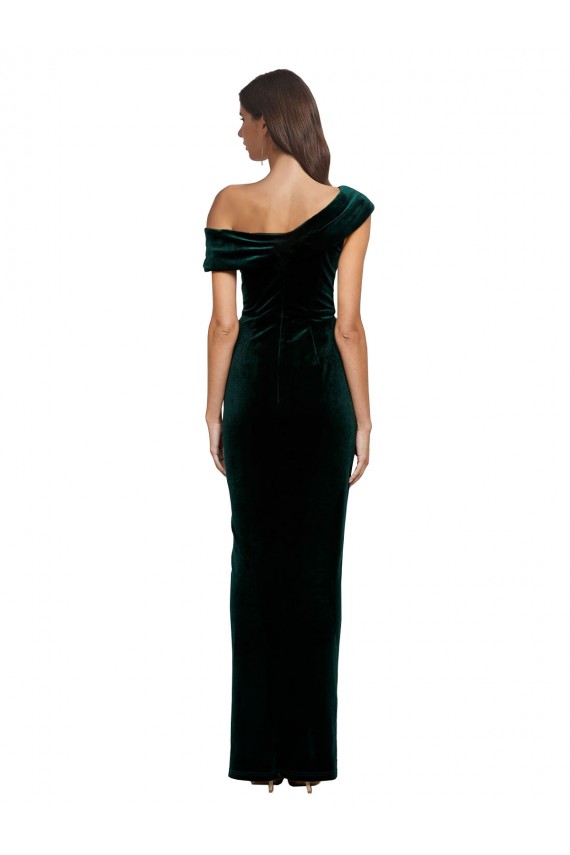 Affordable Sleeveless Sweetheart Stretch Velvet Dark Green Long High Low Evening Dress