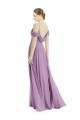 Affordable Sleeveless Spaghetti Straps Soft Chiffon Dark Lavender Long Semi Formal Evening Dress