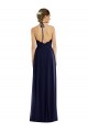 Affordable Sleeveless Halter Neck Soft Chiffon Dark Navy Long Semi Formal Evening Dress