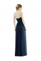 Affordable Sleeveless Strapless Soft Chiffon Dark Navy Long Formal Evening Dress