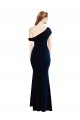 Affordable Sleeveless One Shoulder Stretch Crepe Dark Navy Long Formal Evening Dress