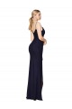 Affordable Sleeveless High Neck Soft Chiffon Dark Navy Mermaid Long Evening Dress