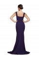 Affordable Sleeveless Square Neck Stretch Crepe Dark Navy Sweep Train Semi Formal Evening Dress