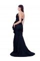 Affordable Sleeveless Strapless Stretch Crepe Dark Navy Sweep Train Semi Formal Evening Dress