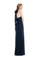 Affordable Sleeveless High Neck Stretch Crepe Dark Navy Long Semi Formal Evening Dress