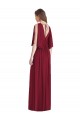 Affordable Sleeveless V-Neck Soft Chiffon Dark Navy Long Semi Formal Evening Dress