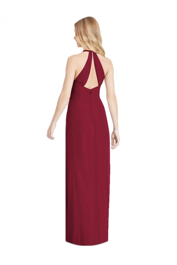 Affordable Sleeveless V-Neck Soft Chiffon Desert Rose Long Formal Evening Dress