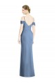 Affordable Cold Shoulder Jewel Soft Chiffon Dusty Blue Long Formal Evening Dress