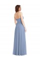 Affordable Sleeveless Strapless Soft Chiffon Dusty Blue Long Semi Formal Evening Dress
