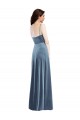 Affordable Sleeveless Sweetheart Stretch Velvet Dusty Blue Long Semi Formal Evening Dress