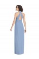 Affordable Sleeveless V-Neck Soft Chiffon Dusty Blue Long Formal Evening Dress