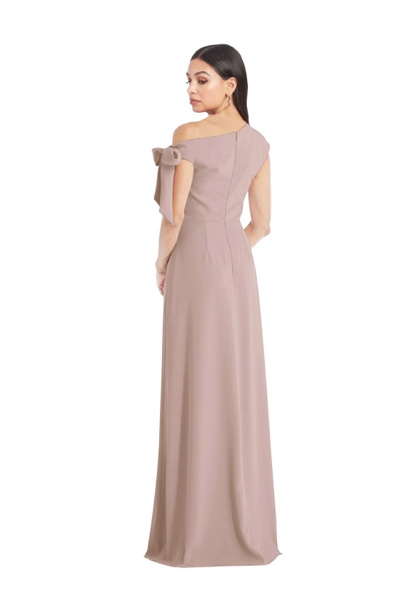Affordable Sleeveless Off the Shoulder Stretch Crepe Dusty Pink Long Formal Evening Dress