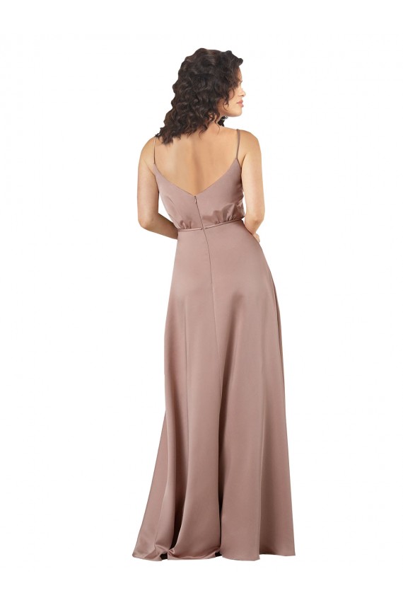 Affordable Sleeveless Sweetheart Silky Satin Dusty Pink Long Formal Evening Dress