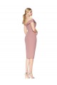 Affordable Sleeveless High Neck Stretch Crepe Dusty Pink Knee Length Black Tie Evening Dress