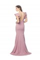 Affordable Flutter Sleeves Round Neck Stretch Crepe Dusty Pink Sweep Train Formal Evening Dress