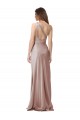 Affordable Sleeveless One Shoulder Stretch Satin Dusty Pink Long Formal Evening Dress