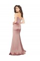 Affordable Sleeveless V-Neck Silky Satin Dusty Pink Long Black Tie Evening Dress