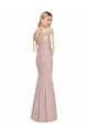 Affordable Sleeveless Off the Shoulder Stretch Crepe Dusty Pink Long Semi Formal Evening Dress