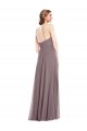 Affordable Sleeveless Halter Neck Soft Chiffon Dusty Rose Long Formal Evening Dress